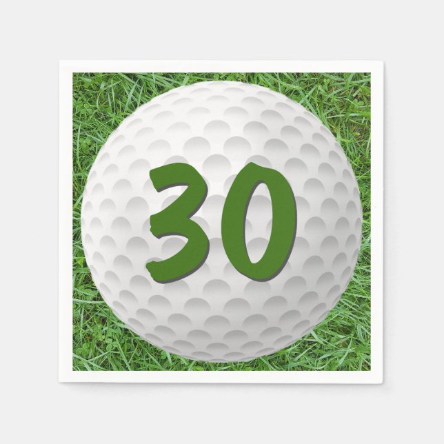 Golf Ball 30th Birthday Napkins (Front)