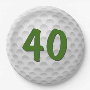 Golf Ball 40th Birthday Paper Plate