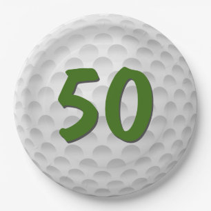 Golf Ball 50th Birthday Paper Plate