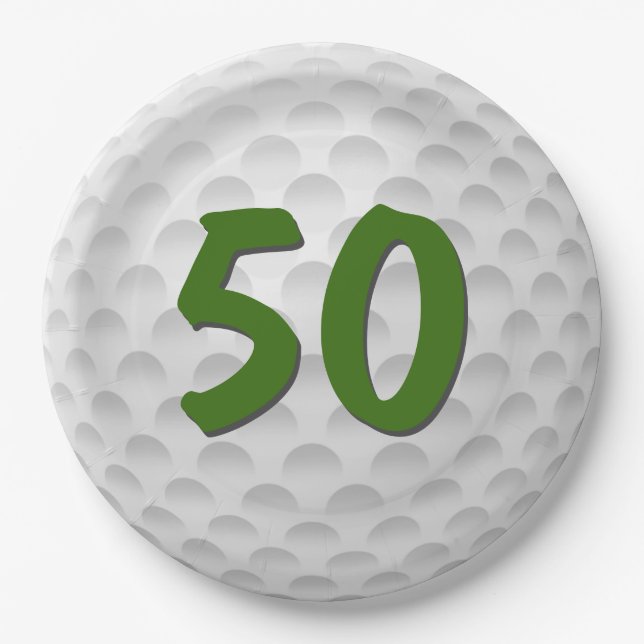 Golf Ball 50th Birthday  Paper Plate (Front)