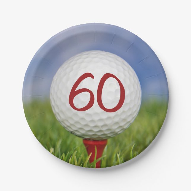 Golf ball 60th birthday paper plates (Front)