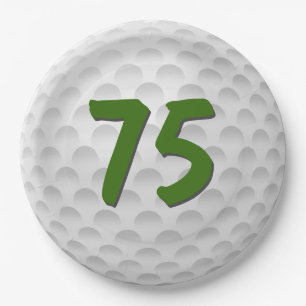 Golf Ball 75th Birthday Paper Plate