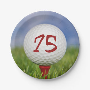 Golf ball 75th birthday paper plates