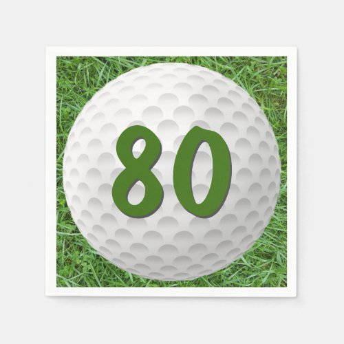 Golf Ball 80th Birthday Napkins
