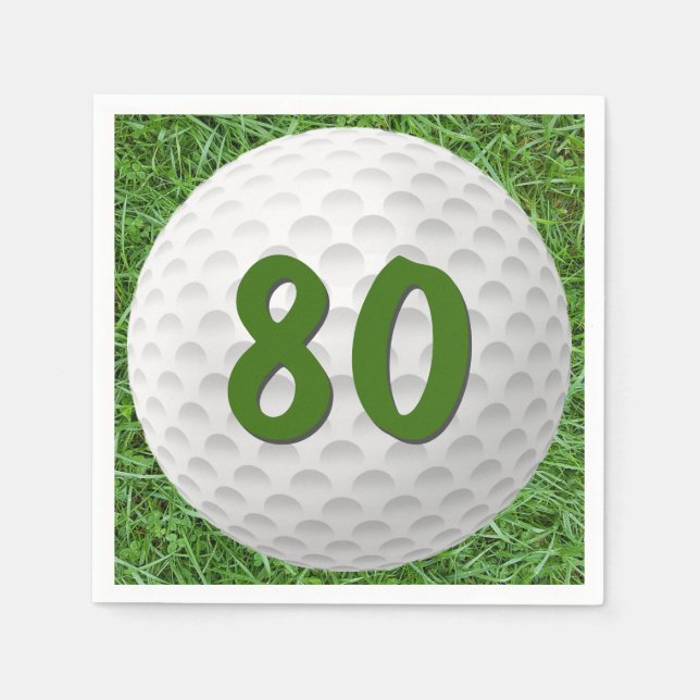 Golf Ball 80th Birthday Napkins (Front)