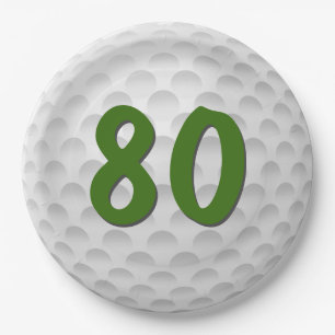 Golf Ball 80th Birthday Paper Plate