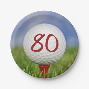 Golf ball 80th birthday paper plates