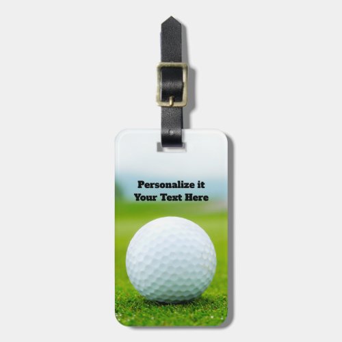 golf ball add your own text or monogram green  luggage tag