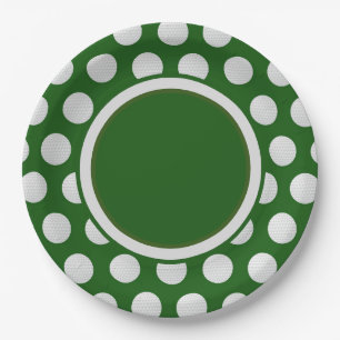 Golf ball all over on green background paper plates