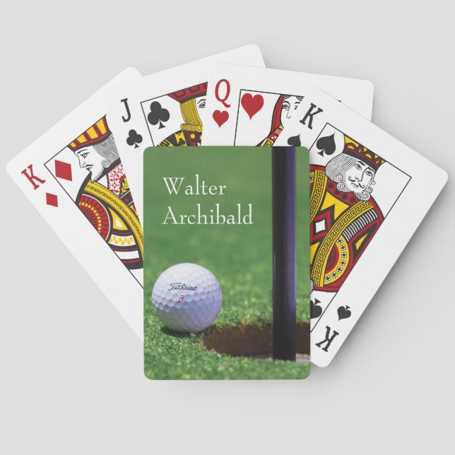 Golf Ball almost hole-in-one Personalize Poker Cards (Back)