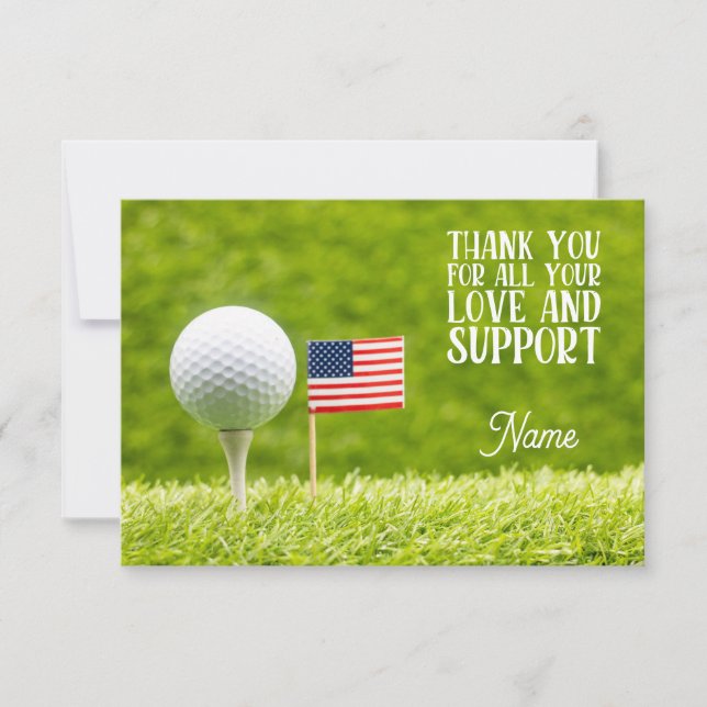  Golf ball and American flag  Thank You Card (Front)