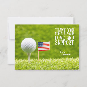 Golf ball and American flag Thank You Card