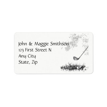 Golf Ball And Club Art Custom Address Label by countrymousestudio at Zazzle
