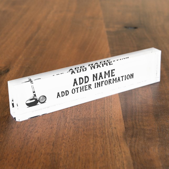 Golf Ball and Club Desk Name Plate (Side)