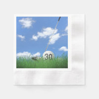 golf ball and club for 30th birthday napkin
