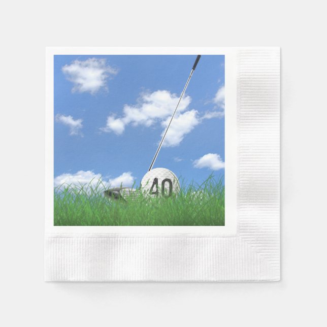 golf ball and club for 40th birthday napkins (Front)