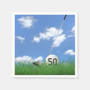 golf ball and club for 50th birthday napkins