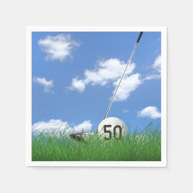 golf ball and club for 50th birthday napkins (Front)