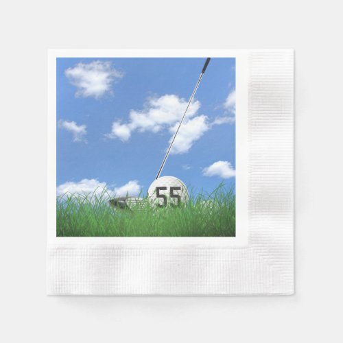 golf ball and club for 55th birthday napkins