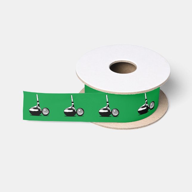 Golf Ball and Club Sports Satin Ribbon (Spool)