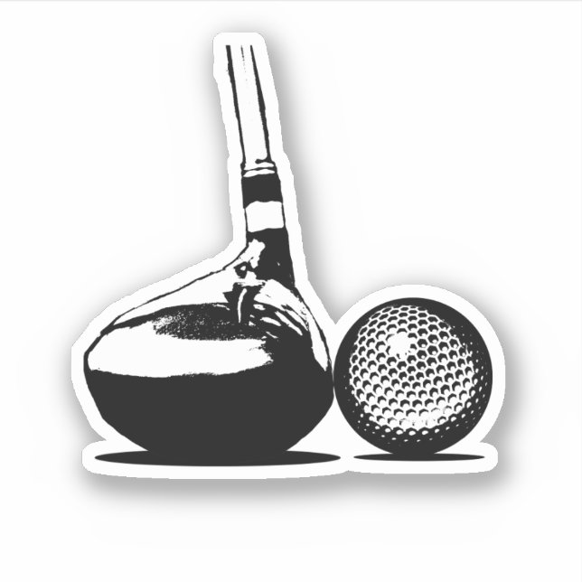 Golf Ball and Club Sports Sticker (Front)