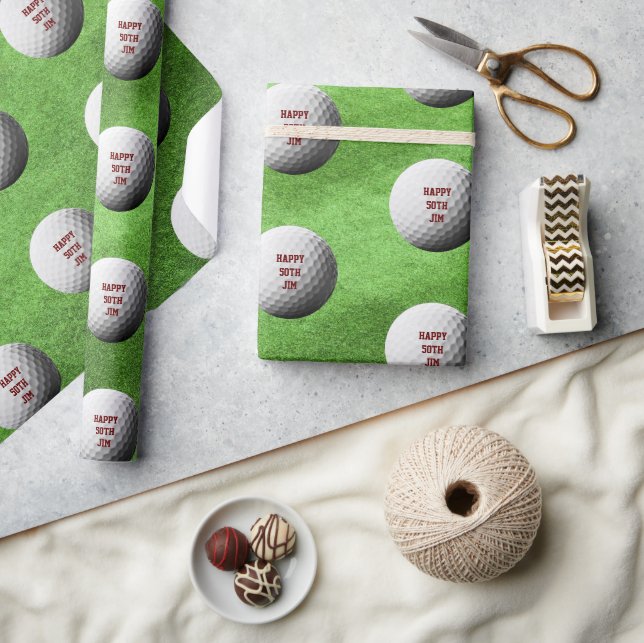 Golf Ball and Fairway Personalized Wrapping Paper (Crafts)