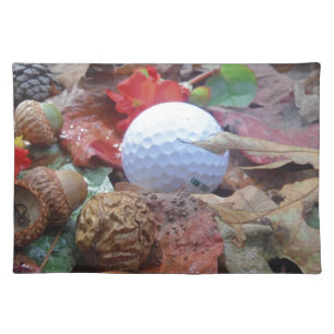 Golf Ball and fall leaves and acorns Placemat