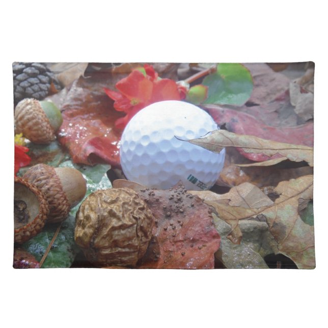 Golf Ball and fall leaves and acorns Placemat (Front)