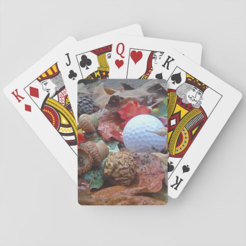 Golf Ball and fall leaves and acorns Poker Cards