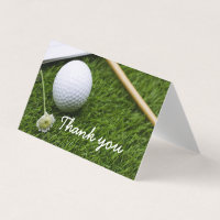 Golf ball and flower Thank you fold card