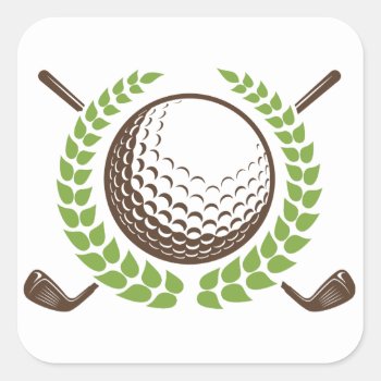 Golf Ball And Golf Clubs With Wreath Sticker by astralcity at Zazzle
