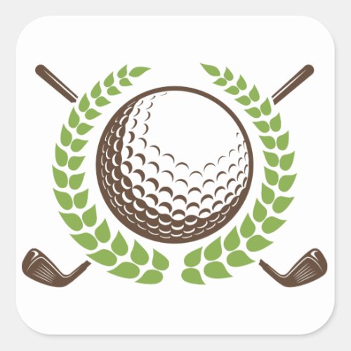 Golf Ball and Golf Clubs with Wreath Sticker