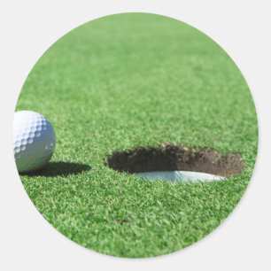 Golf Ball and Hole Classic Round Sticker