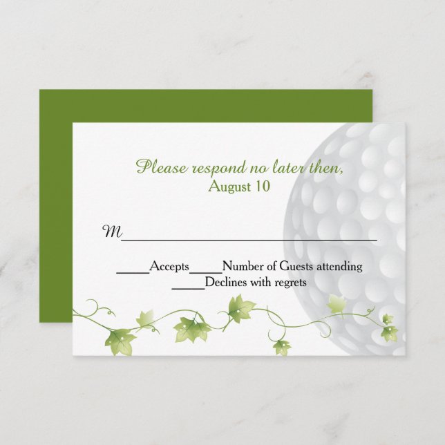 Golf Ball and Ivy Wedding RSVP Card (Front/Back)