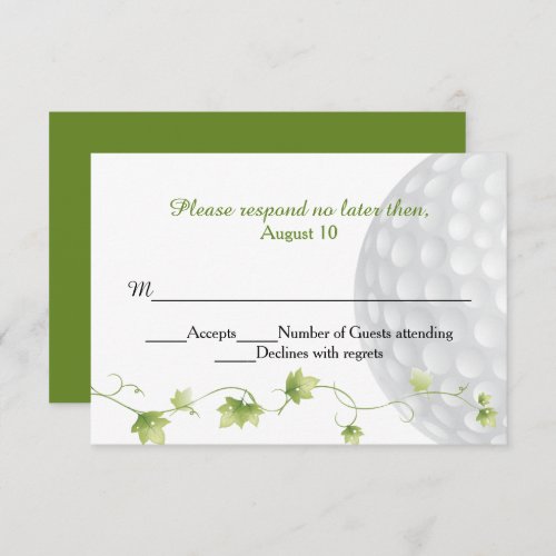 Golf Ball and Ivy Wedding RSVP Card
