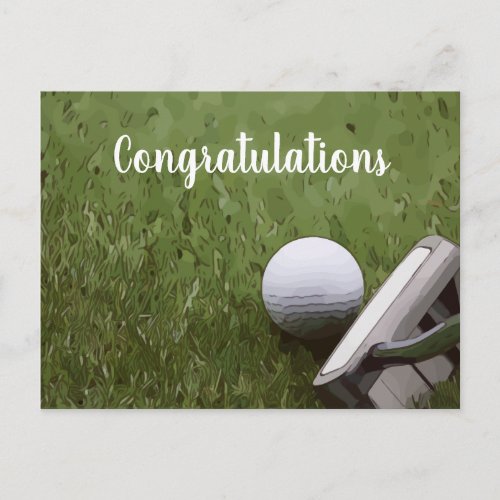 Golf ball and putter Congratulation Postcard