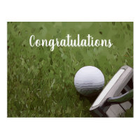 Golf ball and putter Congratulation Postcard