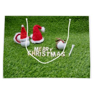 Golf ball and Santa hat for golfer Christmas Large Gift Bag
