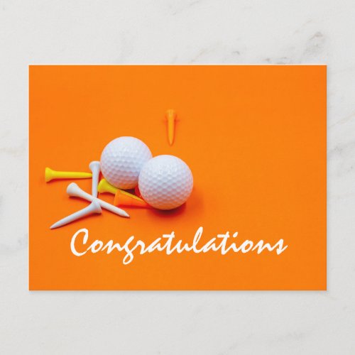 Golf ball and tee Congratulations Postcard