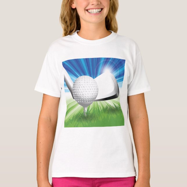 Golf Ball and Tee Girls T-Shirt (Front)