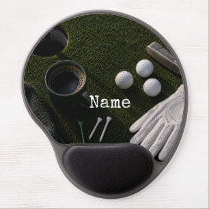 Golf ball and tee Mouse on green course Gel Mouse Pad