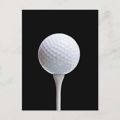 Golf Ball and Tee on Black_ Customized Postcard