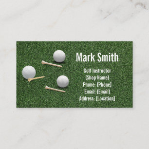 Golf Ball and Tee on Green Grass Business Card