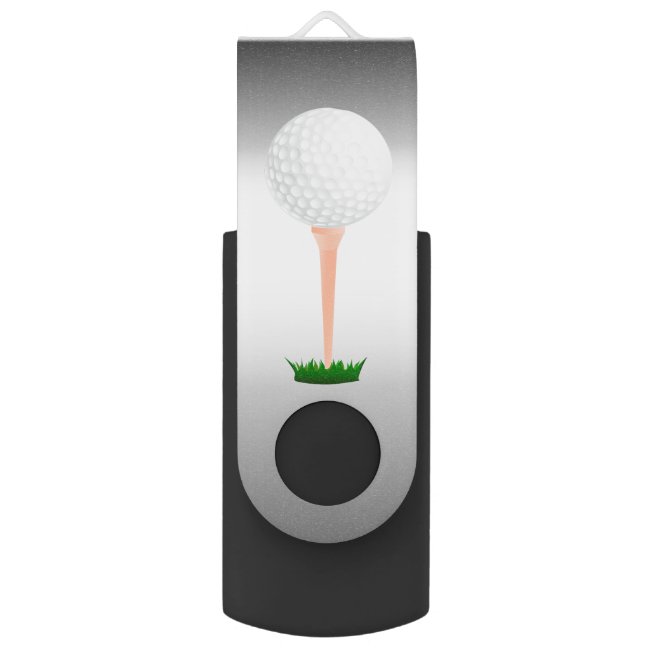 Golf Ball and Tee Silver Gray USB Flash Drive