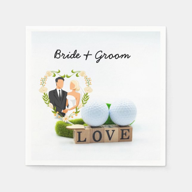 Golf ball and Tee with LOVE  Golfer Wedding   Napkins (Front)