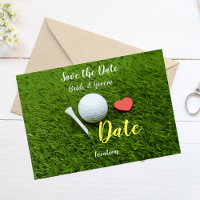 Golf ball and tee with love save the date