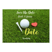 Golf ball and tee with love save the date invitation