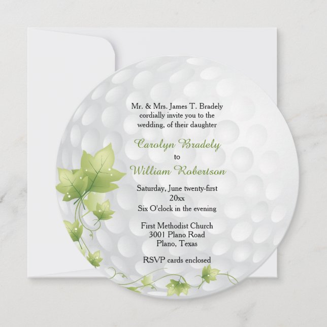 Golf Ball and Vines Wedding Invitation (Front)