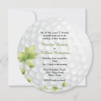 Golf Ball And Vines Wedding Invitation by DizzyDebbie at Zazzle