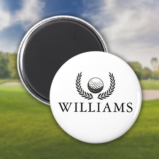 Golf Ball And Wreath Custom Name  Magnet (Golf Ball And Wreath Custom Name Magnet)
